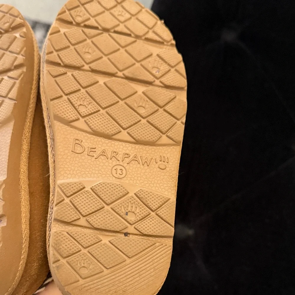 BearPaw Kids Slippers in Brown and Cream